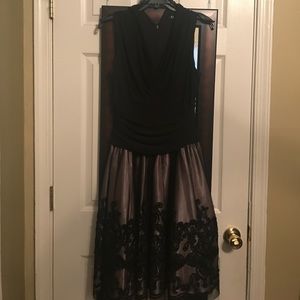 Black evening dress black and champagne under